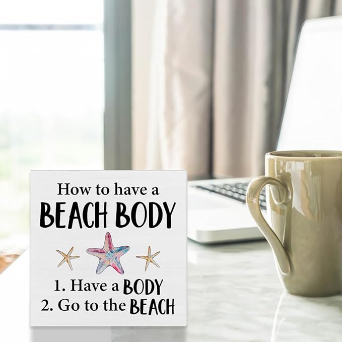 Wood Block Sign - Home Beach House Decor - Desk Table Shelf