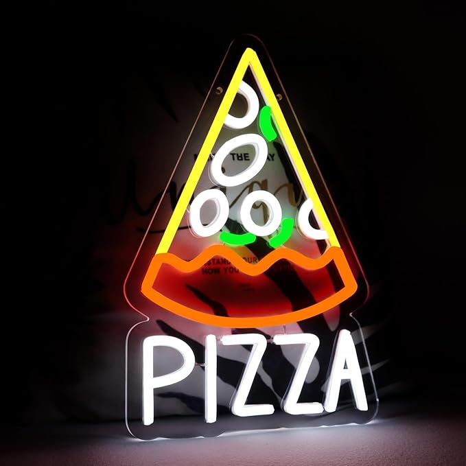Balanar Pizza Neon Sign for Pizzeria Business Decor Pizza Shaped Neon Sign Pizza LED Neon Light for Restaurant Kitchen Store Party Gift USB Powered Size 13.8 * 9.1inches