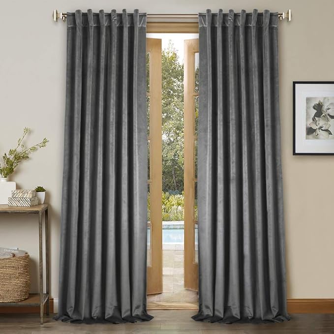 StangH Luxury Grey Thermal Insulation Blackout Curtains 132 inches, Heavy Duty Window Drapes Noise Reducing Curtain Panels for Living Room & Bedroom, W52 x L132, 2 Panels