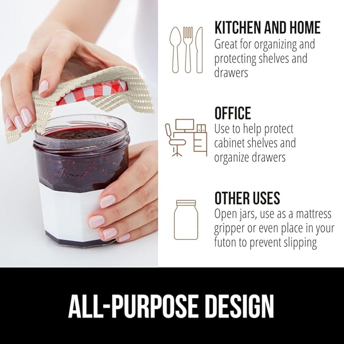 GORILLA GRIP powerGRIP Drawer Shelf and Cabinet Liner, Thick Strong Hold, Non-Adhesive Liners Protect Kitchen Cabinets and Cupboard, Bathroom Drawers, Easy Install, Breathable Mat, 12" x10' Cream