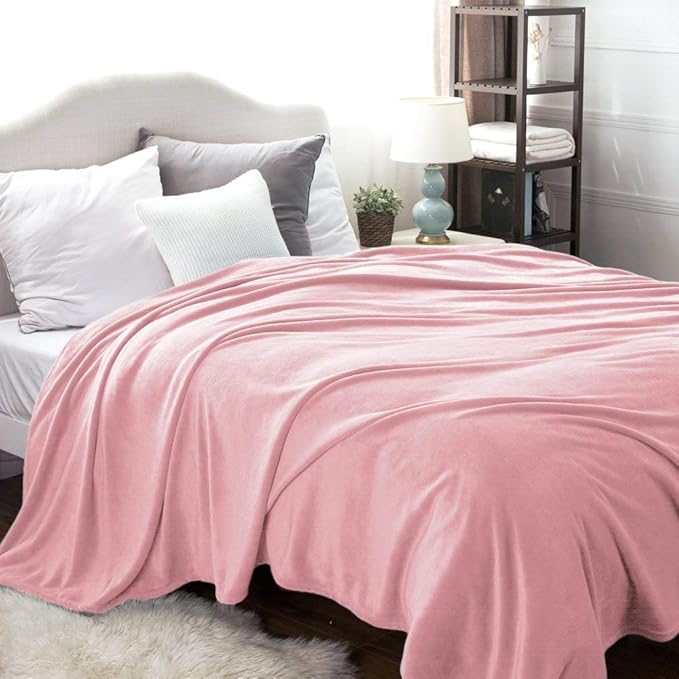 Bedsure GentleSoft Fleece Blankets Queen Size Pink - Bed Blanket Soft Lightweight Plush Fuzzy Cozy Luxury Microfiber 90x90 inches