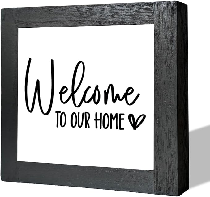 Welcome Sign, Wooden Box Signs for Home Decor, Farmhouse Decor for Entryway, Front Door Decors, Porch Decors, Housewarming Tabletop sign, Welcome To Our Home (C4)