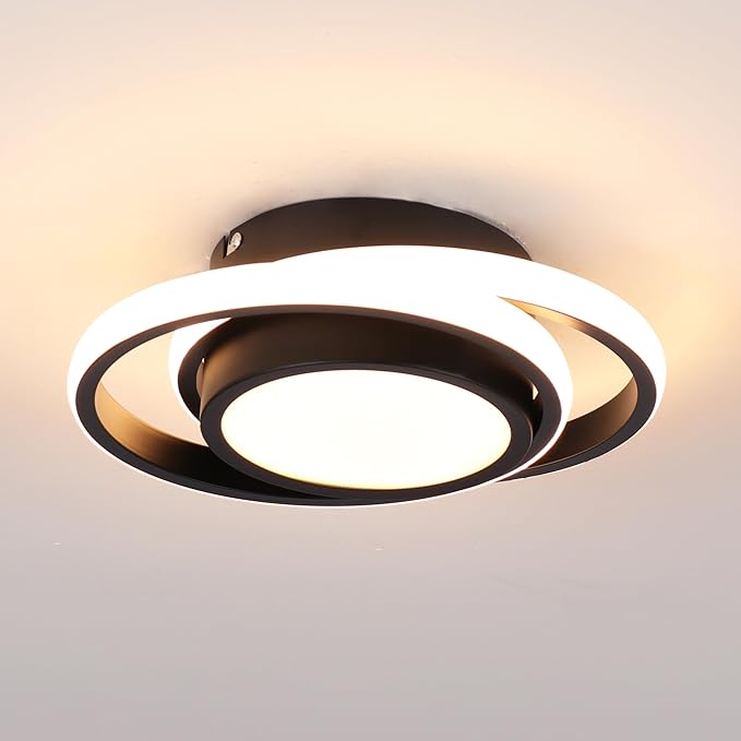 CANEOE Small Modern LED Ceiling Light,2 Rings Creative Design Ceiling Lamp Indoor Lighting Fixtures for Hallway Living Room Bedroom Kitchen Office (Warm White,3000K)
