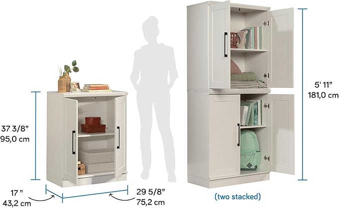 HomePlus Small Kitchen Pantry Storage Cabinet with Adjustable Shelves, Laundry Bathroom Storage Cabinet, Soft White Finish