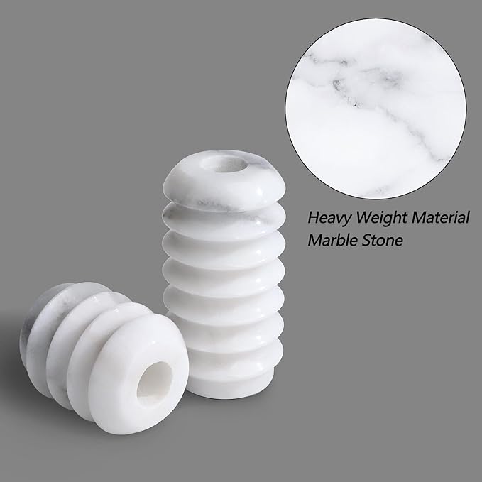 HofferRuffer Marble Candlestick Holders, Set of 2 Natural Stone Candle Holder Decorative Candle Stands for Wedding, Dinning, Party, Table Centerpieces, Fits 3/4'' Thick Candles (MarbleWhite)