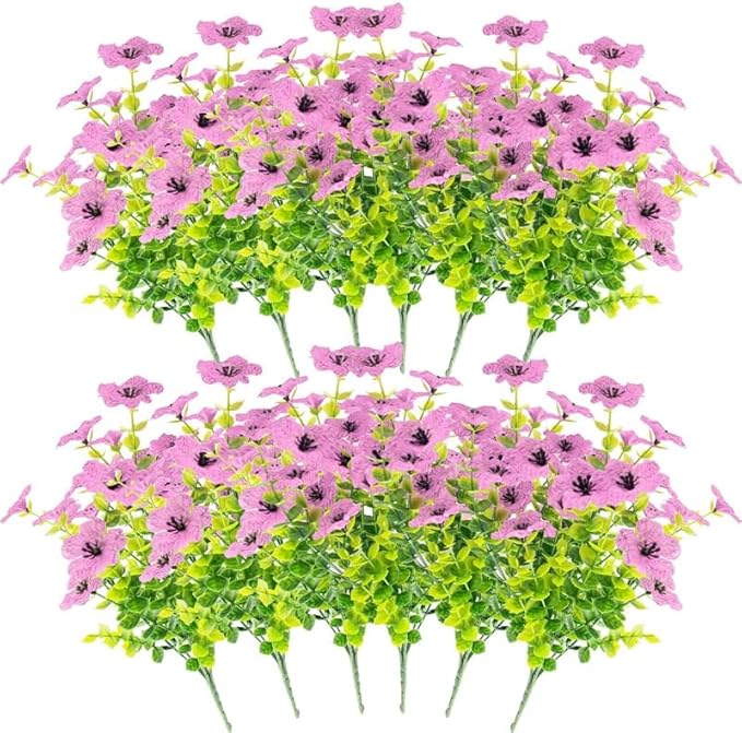 Artificial Flowers UV Resistant Outdoor,12 Bundles Faux Plants for Fall Autumn Thanksgiving Christmas Patio Porch Decor, No Fade Fake Window Box Greenery for Home Wedding Walkway Decoration