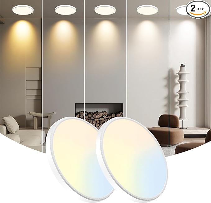 7.5Inch LED Ceiling Lights, 5 Colors Selectable (3000K/3500K/4500K/5000K/6000K) Flush Mount Ceiling Lights, Ultra Thin LED Lights Fixtures 0.87Inch for Dinning Room