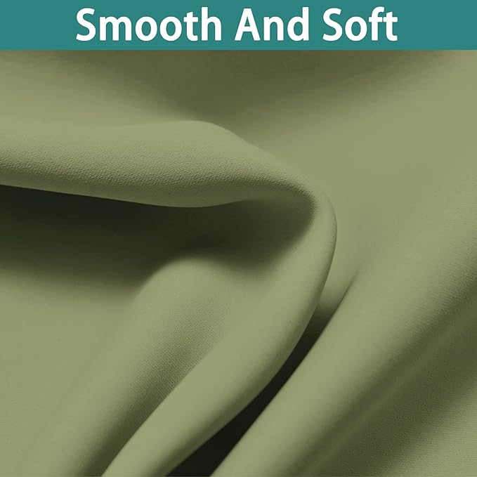 Yakamok 100% Blackout Curtains Energy Saving Thermal Insulated 2 Thick Layers Completely Blackout Drapes with Black Liner for Bedroom (52Wx72L, Sage, 2 Panels)