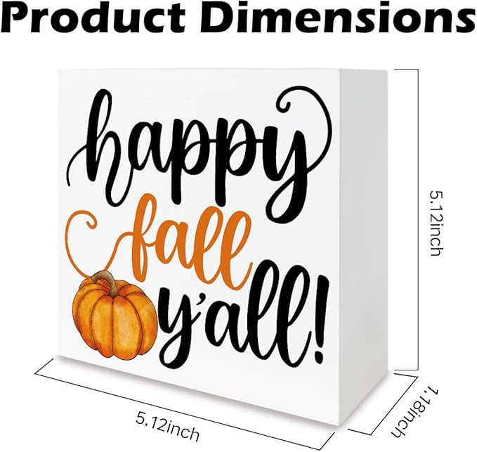 Happy Fall Y'all Sign, Autumn Wooden Box Plaques, Country Style Decoration for Home Farmhouse, Coffee Bar Decors, Table Shelf Decoration, Autumn Gift, Fall Wood Signs A2