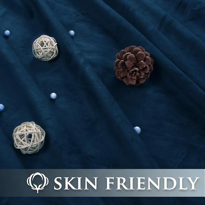 StangH Navy Blue Velvet Doorway Curtains Back Tab Luxury Thermal Insulated Blackout Winter Curtains for Living Room/Kids Bedroom/Patio Sliding Doors, W42 x L84, 2 Panels