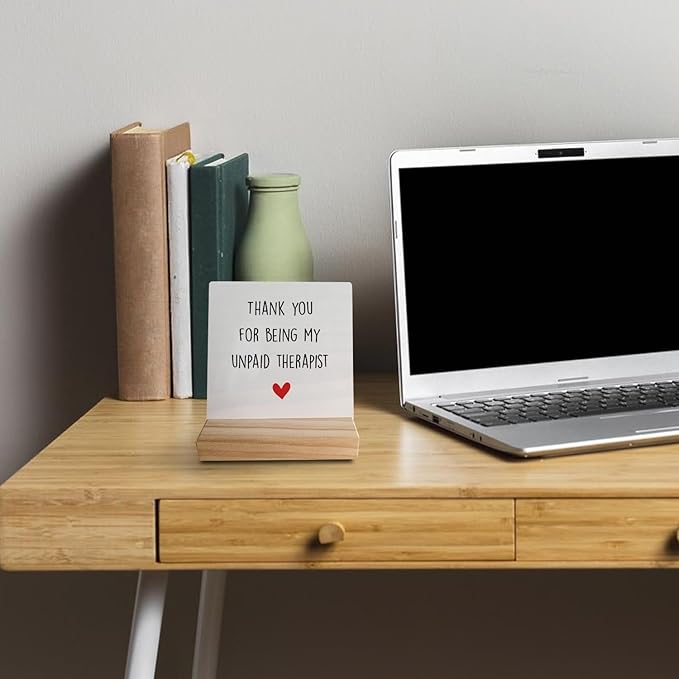 Sentimental Friendship Gift - 'Thank You for Being My Unpaid Therapist' Wooden Plaque Sign