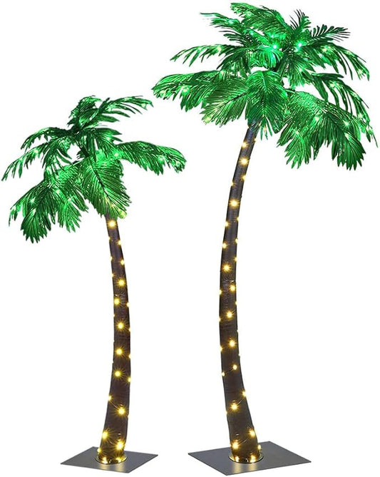 Lightshare 5FT+7FT Gorgeous Artificial Lighted Palm Tree, 248LED Lights, Decoration for Home,Party, Christmas, Nativity, Outside Patio-Electric