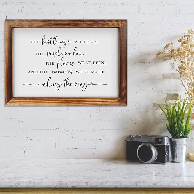 CHDITB The Best Things In Life Framed Wood Sign Plaque(16"×11"), Wooden Wall Table Sign with Scripture Bible Verse Quotes, Vintage Family Sign Housewarming for Home Bedroom Farmhouse Guest Room