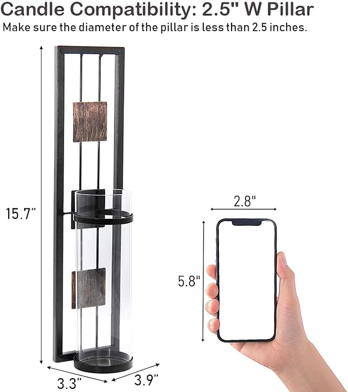 Wall Sconce Candle Holder Metal Wall Decorations for Living Room, Bathroom, Dining Room, Set of 2