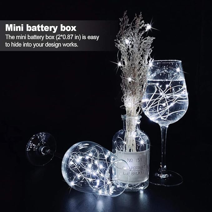 MUMUXI 48 Pack 7.2ft Fairy Lights Battery Operated, 20 Micro LED Mini Waterproof String Lights Silver Wire Firefly Starry for DIY Wedding Party Mason Jars Crafts Holiday Decoration, Cool White