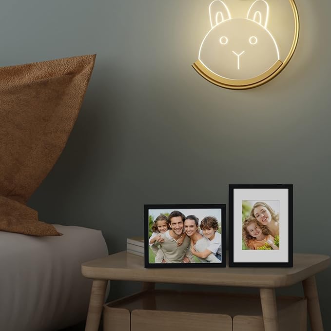 Egofine 9x12 Picture Frames Set of 4, Made of Solid Wood Covered by Plexiglass 5x7 and 6x8 with Mat or 9x12 without Mat, for Table Top Display and Wall Mounting Photo Frame Black