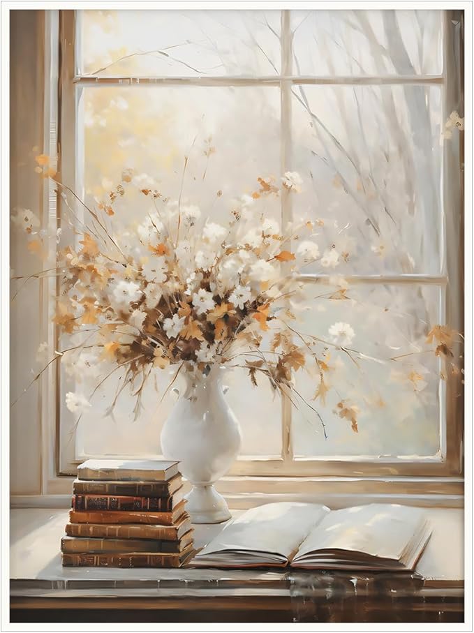 Fall Decor Canvas Print Posters Vintage Light Academia Wall Art Autumn Painting Cozy Fall Autumn Leaves Home Decor 11x14 Unframed