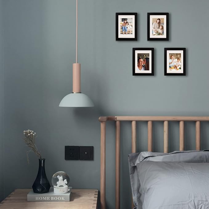 Egofine 5x7 Picture Frames Set of 4, Made of Solid Wood Covered by Plexiglass 3.5x5 and 4x6 with Mat or 5x7 without Mat, for Table Top Display and Wall Mounting Photo Frame Black