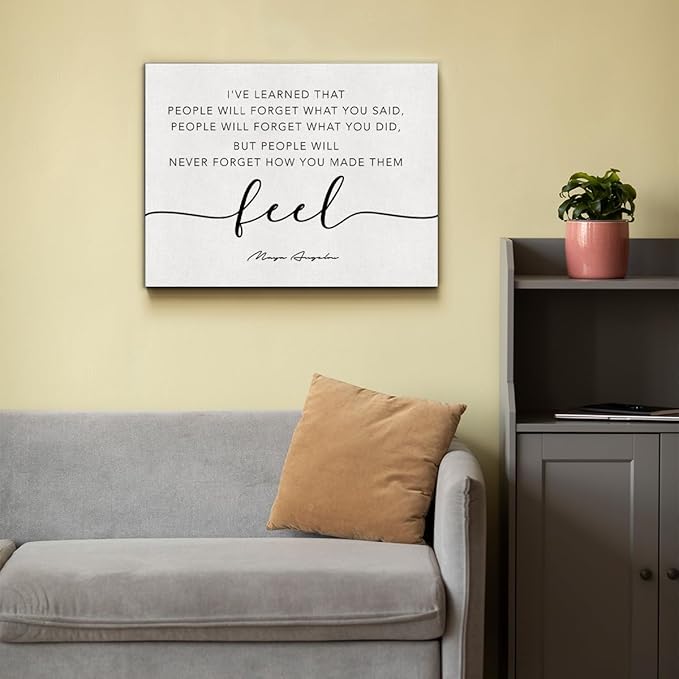 Inspirational Canvas Wall Art Motivational Quote I've Learned That People Will Never Forget How You Made Them Feel Canvas Prints Framed Painting Artwork Home Décor