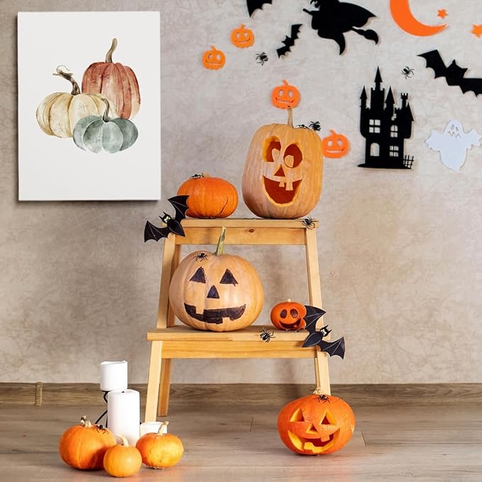 Framed PumpkinWall Art pumpkin Canvas prints posters Rustic fall print Pumpkin Watercolour painting Fall decor Fall wall decor 16x24 framed