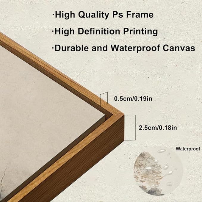 KBKBART Framed Vintage Neutral Wall Art Prints, Antique Rustic Muted Landscape Canvas Painting, Retro Countryside Nature Wilderness Illustrations Farmhouse Decor, Neutral Vintage Decor Ready To Hang