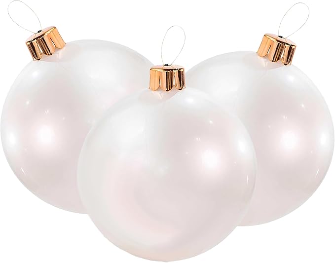 Inflatable Holiday Ornament – Ultimate Indoor/Outdoor Decoration – Reusable and Storage Friendly – for Weddings, Parties, Events, Team Colors – 8" Mini Trio Bundle Set – Pearlesque