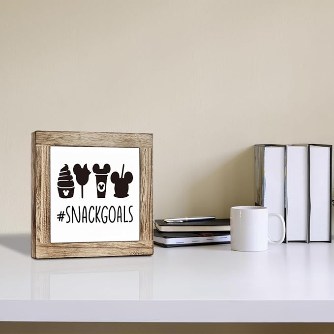 Farmhouse Wood Sign - Snackgoals Tabletop Decor, Disney Freestanding Plaque for Living Room & Office Bar, Cafe Decor