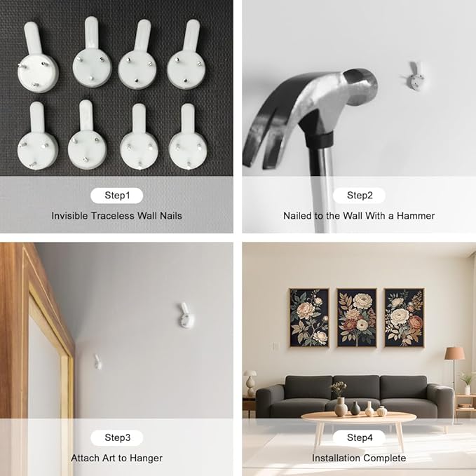 HOURIA Large Moody Dark Flower Framed Canvas Wall Art,Retro Beige Red Peony Wall Decor,Vintage Textured Blossom Botanical Artwork,Natural Wildflower Art Print for Living Room,Bedroom,Office-24 x36 x3