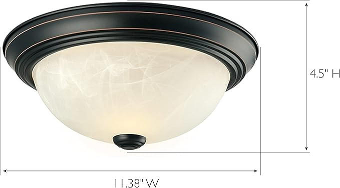 Design House 587519 Traditional 2 Pack 2-Light Indoor Dimmable Ceiling Light with Alabaster Glass for Bedroom Hallway Kitchen Dining Room, Oil Rubbed Bronze, 11-Inch