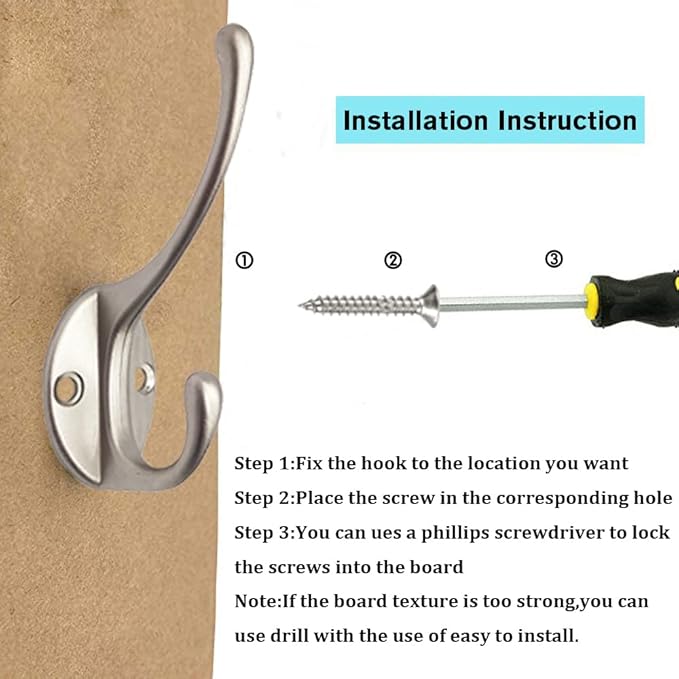 IBosins 30 Pack Heavy Duty Dual Coat Hooks Wall Mounted with 60 Screws Retro Double Hooks Utility Silvery Hooks for Coat, Scarf, Bag, Towel, Key, Cap, Cup, Hat