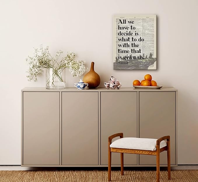 LOTR Poster, Gift for LOTR Decor, LOTR Gifts, All We Have to Decide is What to Do With The Time That is Given Us - Gandalf, Inspirational Wall Art, LOTR Canvas Prints Poster Wall Decor 12x15