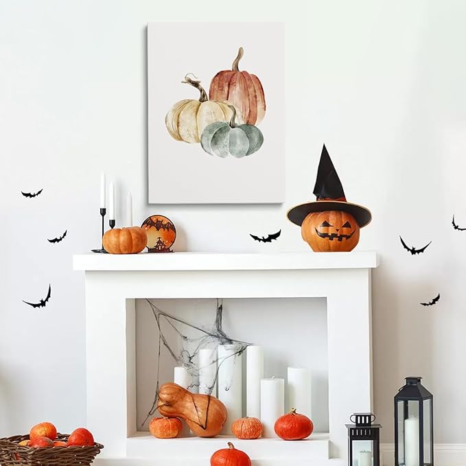 Framed PumpkinWall Art pumpkin Canvas prints posters Rustic fall print Pumpkin Watercolour painting Fall decor Fall wall decor 24x36 framed