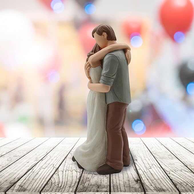 Romantic Hug Couple Happy Wedding Anniversary Sculpted Hand-Painted Figurine Gifts for Her Him, in Loving Moments Statue Gift for Engagement Valentine's Day Birthday