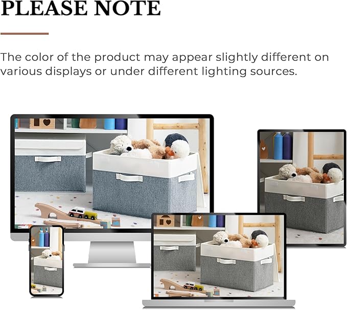 GRANNY SAYS Large Storage Bins with Lids, Collapsible Storage Box, Storage Basket for Shelves, Decorative Storage Bins, Toy Storage, Closet Organizers, White/Gray