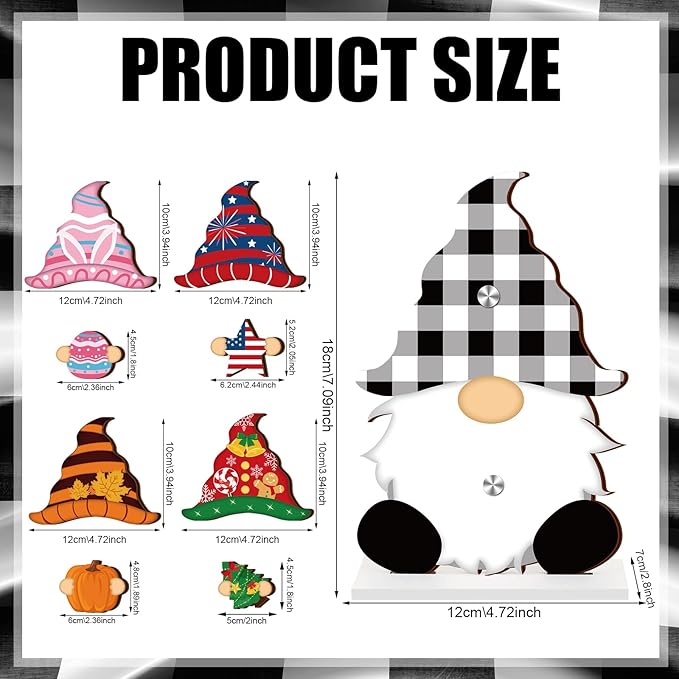 Blulu Interchangeable Wooden Gnome Decor DIY Holiday Seasonal Fall Gnomes Halloween Tiered Tray Decoration with Magnet Pieces Halloween Welcome Sign for Holiday Decorations(Stylish)