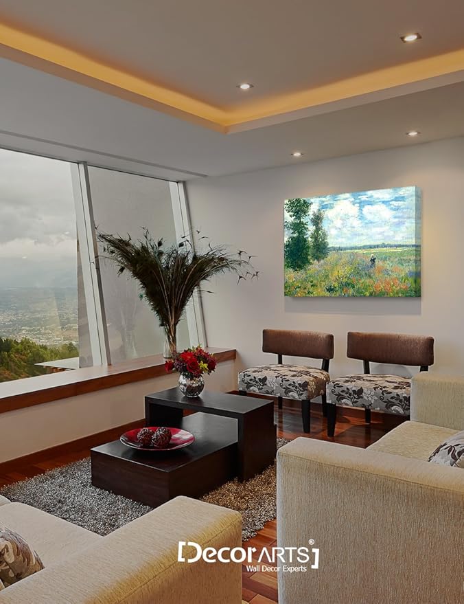 DECORARTS - Poppy Fields near Argenteuil, Claude Monet Art Reproduction. Giclee Canvas Prints Wall Art for Home Decor 30x24