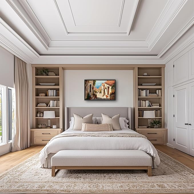 Olivine Italy Large Wall Art, Tuscany Pictures Wall Decor, Coastal Scenery Painting, Vintage Canvas Prints, Framed Artwork for Dining Room Living Room Bedroom Bathroom Office Home Decor 36"x24"