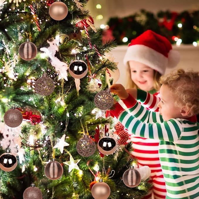 30PCS 2.36" Christmas Ball Ornaments Shatterproof Rose Gold Christmas Tree Decorations Xmas Tree Balls Halloween Ornaments Décor