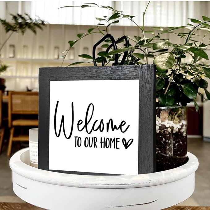 Welcome Sign, Wooden Box Signs for Home Decor, Farmhouse Decor for Entryway, Front Door Decors, Porch Decors, Housewarming Tabletop sign, Welcome To Our Home (C4)