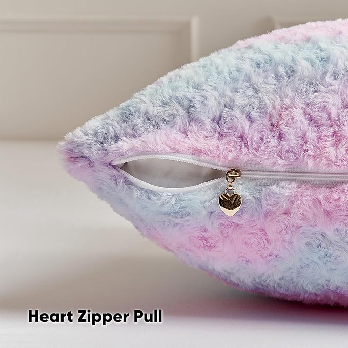 FUTEI Purple Decorative Throw Pillow Covers 12x20 Inch Set of 2,Soft Cozy Colorful Rose Swirl Texture Pillowcase,Modern Home Decor for Couch Sofa Bed Living Room