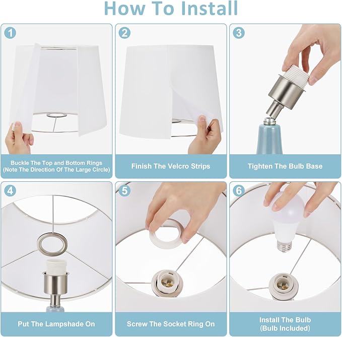 Seealle 19.4" Modern Sky Blue Table Lamp Set of 2-Bedside Lamps for Nightstand, Bedroom Lamp for Living Room Desk End Table Office Guest Room Dresser