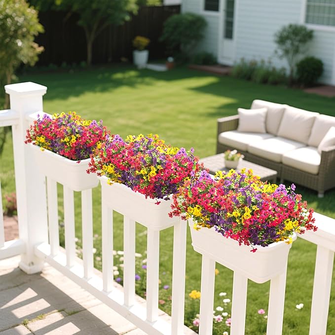 16 Packs Artificial Flowers - Fake Plastic Plants Faux Eucalyptus & Boxwood Greenery | Indoor Outdoor Home Garden Patio Porch Decoration(Mixed Color)