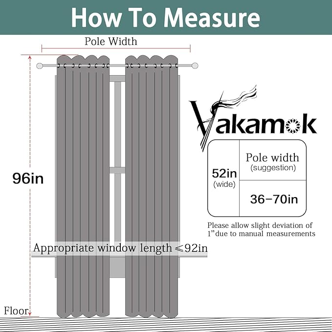 Yakamok Green 100% Blackout Curtains, Total Blackout Lined Curtain Panels for Bedroom, 2 Thick Layers Grommet Top Thermal Insulated Blackout Drapes for Living Room(52Wx96L, Olive Green, 2 Panels)