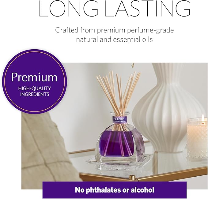 AGRARIA AirEssence Flower and Reed Diffuser Set, Handmade Sola Flower Botanical Home Fragrance Set, Scented Oil Reed Diffuser Gift for All Occasions