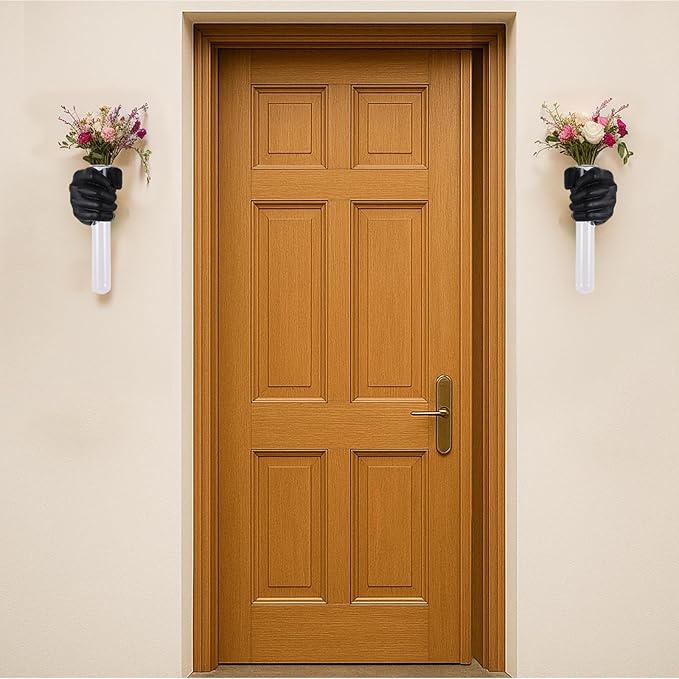 2 Pieces Wall Sculptures, Hands Vase Home Decor, Wall Mount Art Sculpture, Unique Wall Art Statue, Funky Flower Vase Decorations, Modern Eclectic Hanging Decor,Hands Statue (Black)