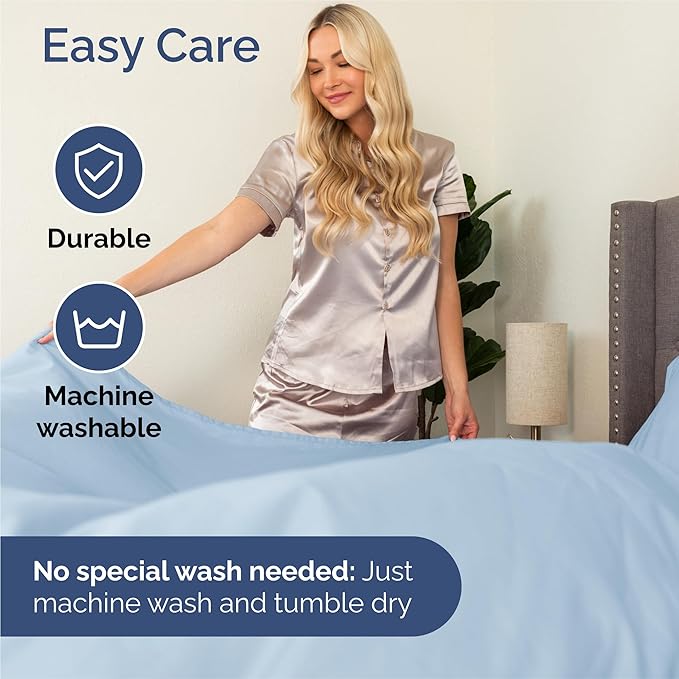 Split King Size 5 Piece Sheet Set - Comfy Breathable & Cooling Bed Sheets Set - Hotel Luxury Bedding for Women, Men, Kids, Teens, Boys & Girls - Deep Pockets, Soft, Wrinkle Free - Oeko-Tex - Sky Blue