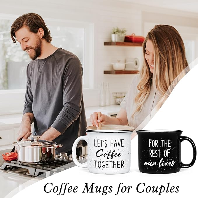 YHRJWN Couples Gifts, Let's Have Coffee Together For The Rest Of Our Lives Mug, Engagement Gifts for Couples, Anniversary Wedding Presents for Him Her, 15Oz