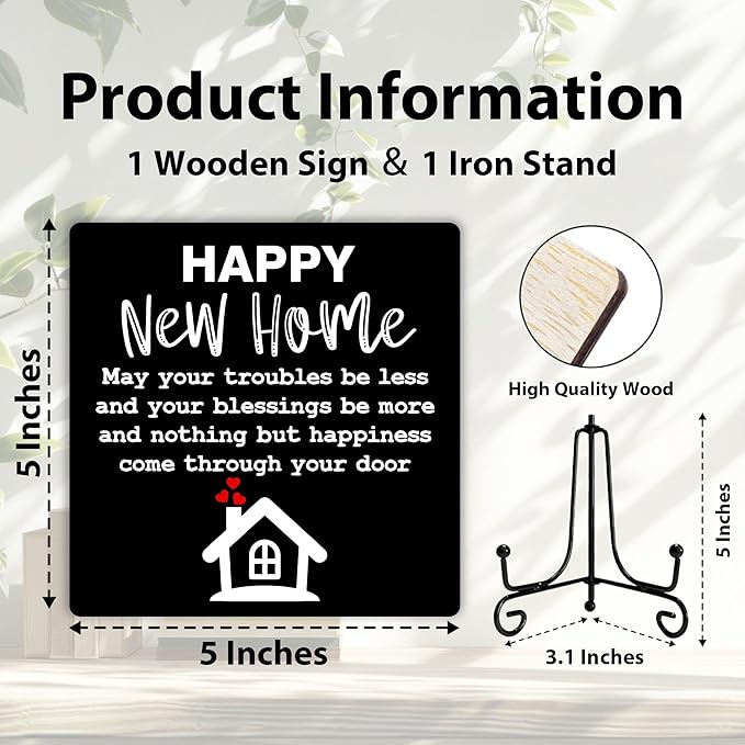 Housewarming Gifts, New Home New Adventure Memories Welcome Home Decorations, Best Gift Ideas for Family Couple, 5 x 5 Inches Living Room Bedroom Kitchen Bathroom Decor-072