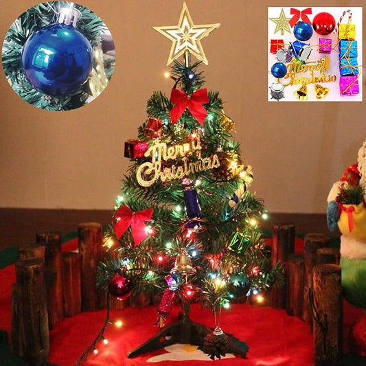 Mini Christmas Tree Small Christmas Tree with LED Lights Ornaments Tabletop Artificial Christmas Decorations Indoor Christmas Decor 24"/60cm