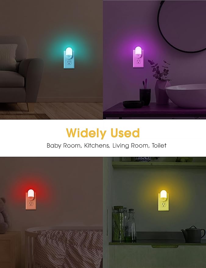 LOHAS Night Light for Kids [2 Pack], 8-Color Changing Night Lights Plug into Wall, RGB LED Nightlights, Nightlight with Light Sensor, Cute Night Light for Bathroom Decor, Children Room, Kids Gift
